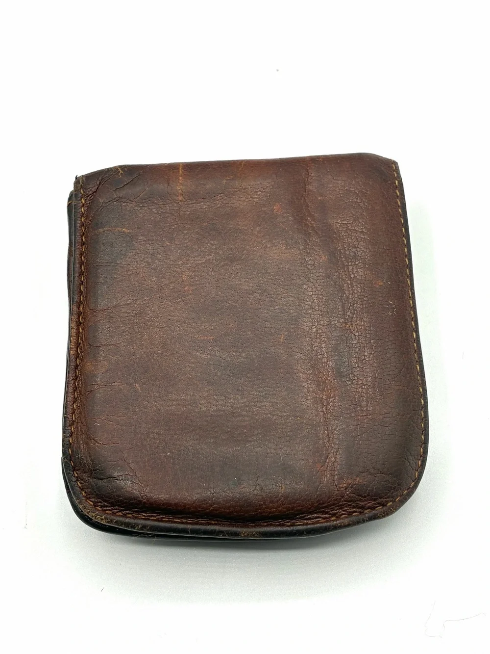 Vintage Original Taxi Wallet Brown Distressed Leather Coin Purse Snap Closure